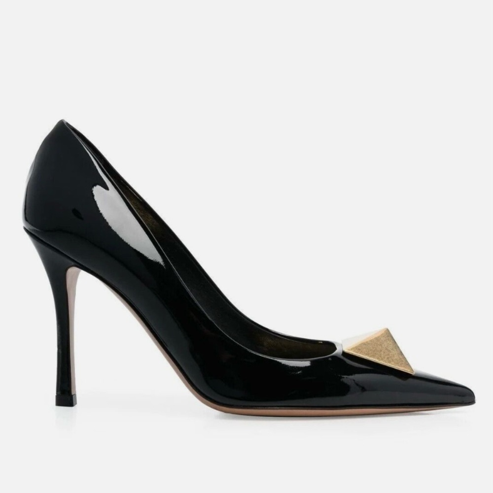 NEW Valentino Garavani One Stud Pointy-toe Patent Leather Pumps. 7.5 US/37.5 EU - Picture 10 of 13